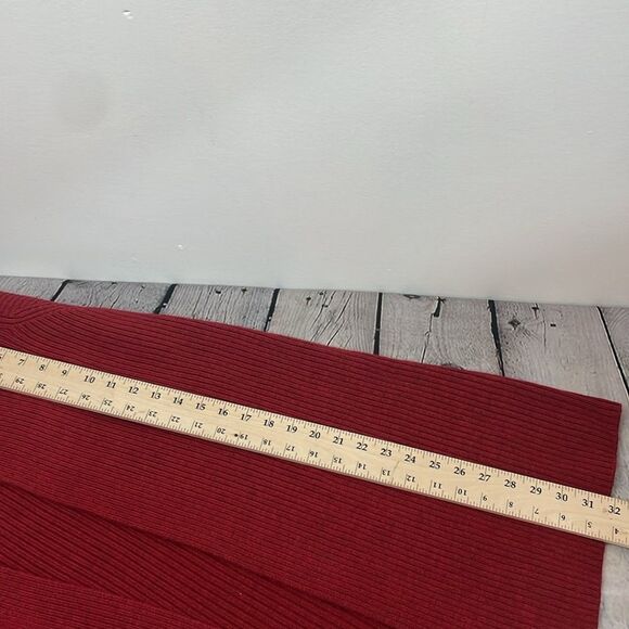 Eileen Fisher Open Front Ribbed Cardigan Sweater 100% Merino Wool Deep Red Med - Picture 13 of 13